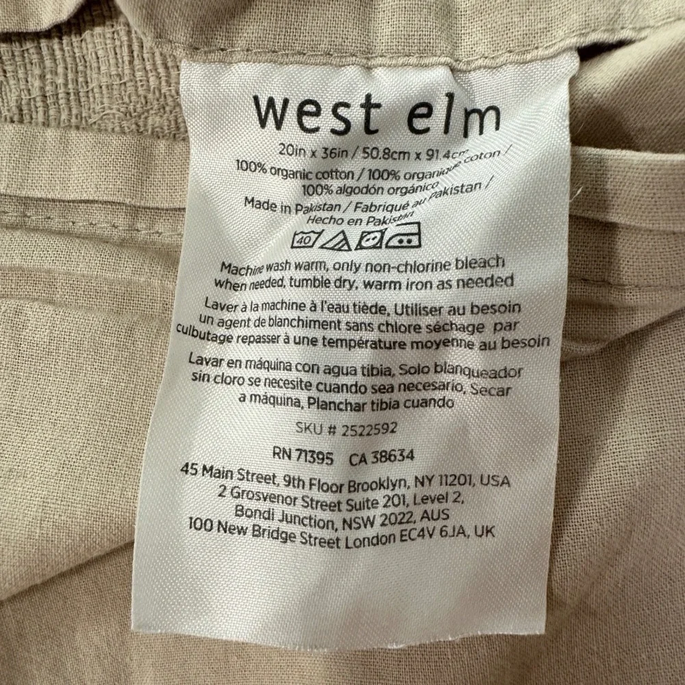 West Elm Matelasse Pillow Shams King 20x36 Khaki Tan Organic Cotton Set | Modern